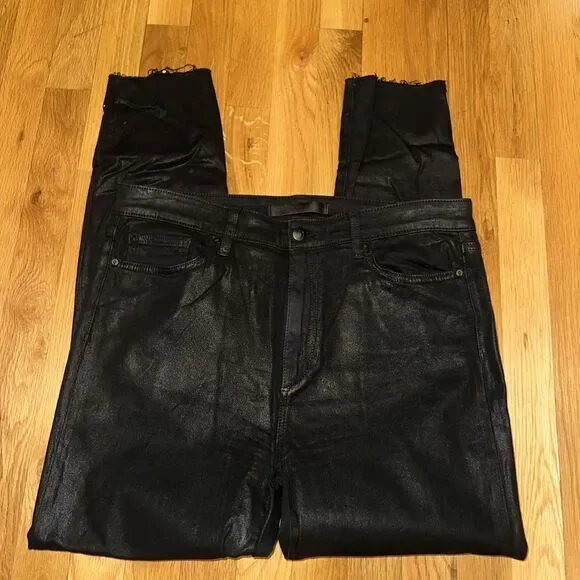JOE'S Jeans Women's Charlie Skinny Ankle Black Coated Jeans Sz 33 X 26 - Picture 2 of 5